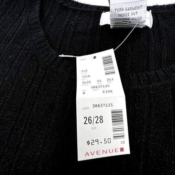 Avenue Women's Size 26/28 Black Sleeveless Sweater Plus Size 100% Acrylic NWT - Picture 2 of 10